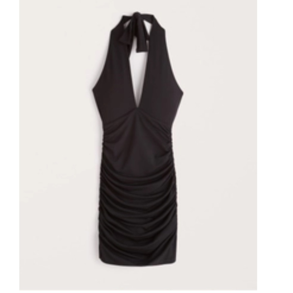 Abercrombie black multiway ruched halter mini dress NEW
